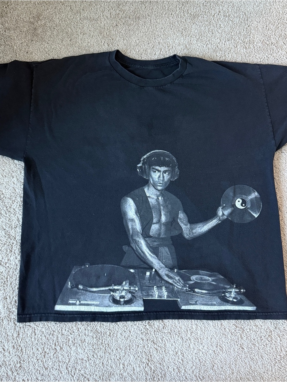 Vintage Bruce Lee DJ Turntable Graphic T Shirt 25x27 XL